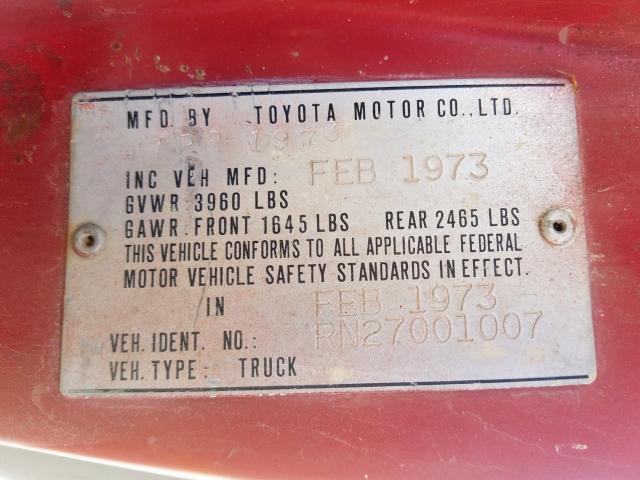 RN27001007 - 1973 TOYOTA PICK UP  photo 10