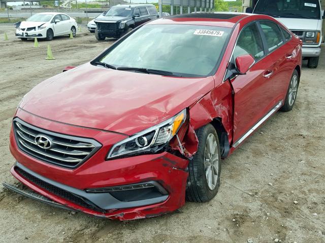 5NPE34AF0HH487416 - 2017 HYUNDAI SONATA SPO RED photo 2