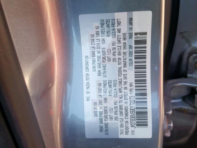 JM3TB38V890172273 - 2009 MAZDA CX-9 GRAY photo 10