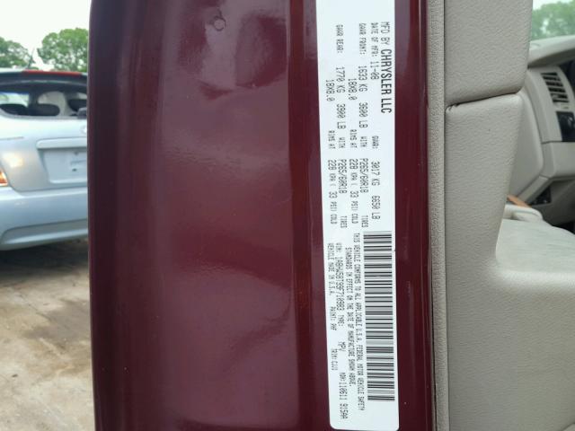 1A8HW58T99F710983 - 2009 CHRYSLER ASPEN LIMI MAROON photo 10