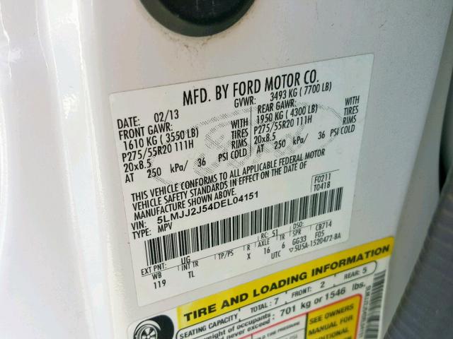 5LMJJ2J54DEL04151 - 2013 LINCOLN NAVIGATOR 白色 照片 10