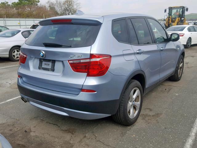 5UXWX5C55CL722155 - 2012 BMW X3 XDRIVE2 BLUE photo 4