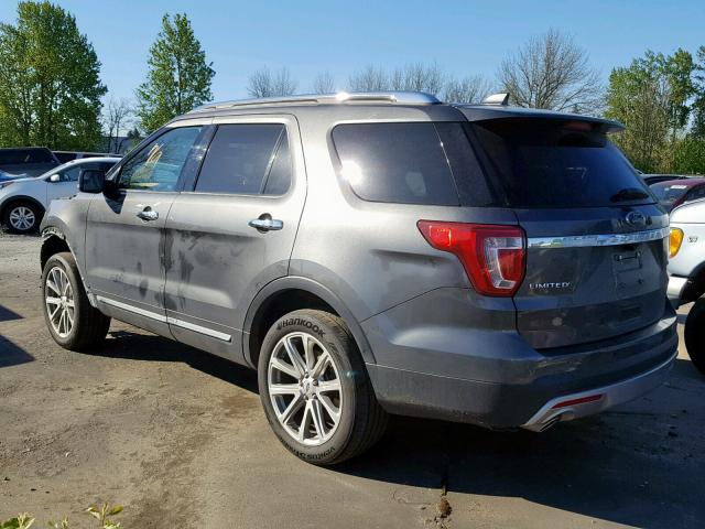 1FM5K8F85HGC92044 - 2017 FORD EXPLORER L GRAY photo 3