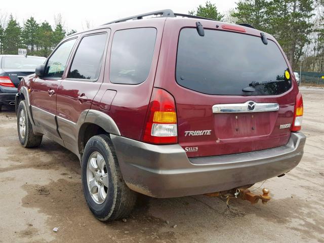 4F2CZ94154KM17974 - 2004 MAZDA TRIBUTE LX BURGUNDY photo 3