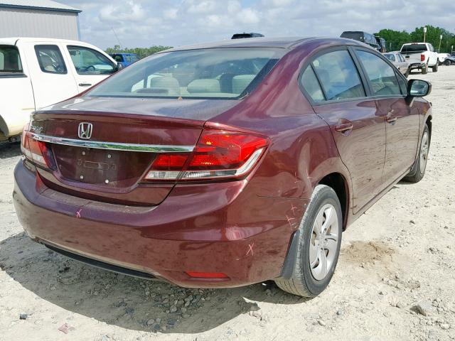 19XFB2F50EE024719 - 2014 HONDA CIVIC LX BURGUNDY photo 4