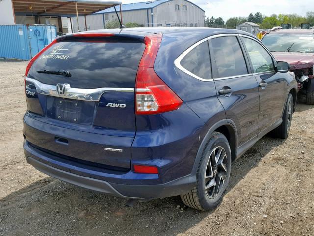 5J6RM4H42GL033563 - 2016 HONDA CR-V SE BLUE photo 4