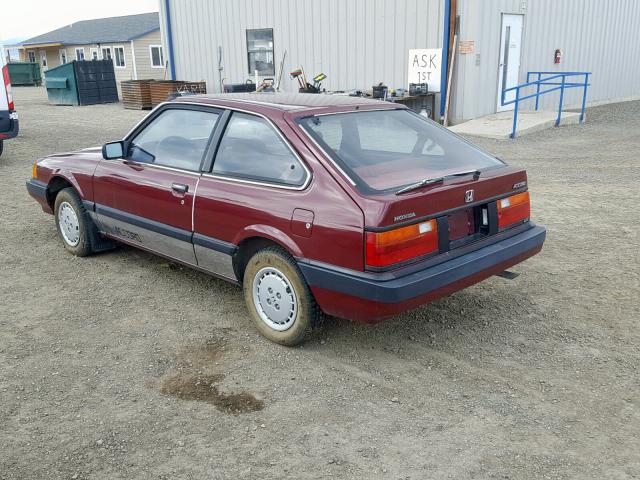 JHMAD7334FC080724 - 1985 HONDA ACCORD 180 BURGUNDY photo 3