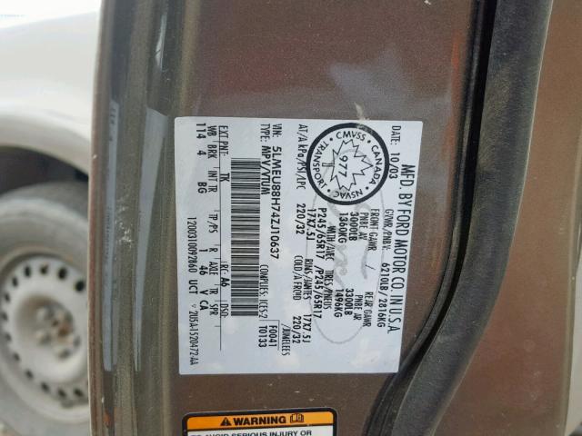 5LMEU88H74ZJ10637 - 2004 LINCOLN AVIATOR Qəhvəyi foto 10