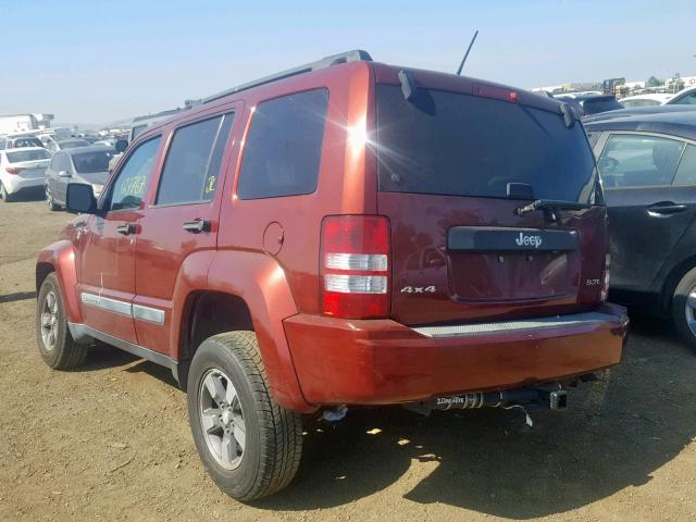 1J8GN28K38W289359 - 2008 JEEP LIBERTY SP MAROON photo 3