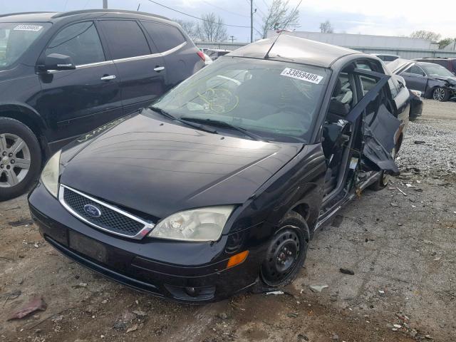 1FAHP34N37W107482 - 2007 FORD FOCUS ZX4 BLACK photo 2