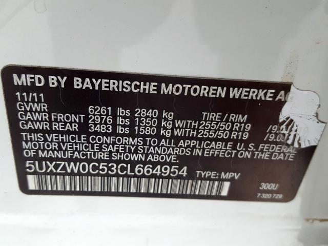 5UXZW0C53CL664954 - 2012 BMW X5 XDRIVE35D  foto 10