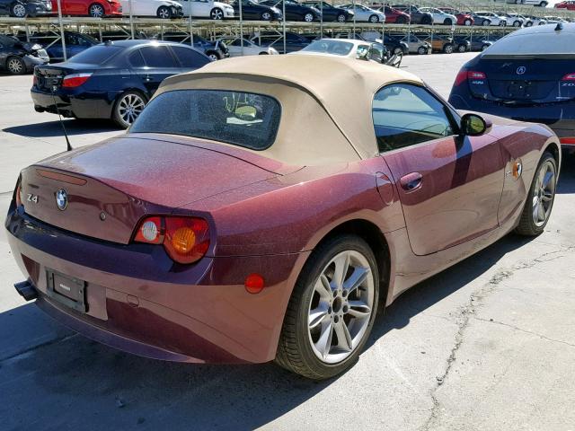 4USBT53413LU03204 - 2003 BMW Z4 3.0 BURGUNDY photo 4