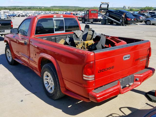 1D7FL36X03S275759 - 2003 DODGE DAKOTA SPO RED photo 3