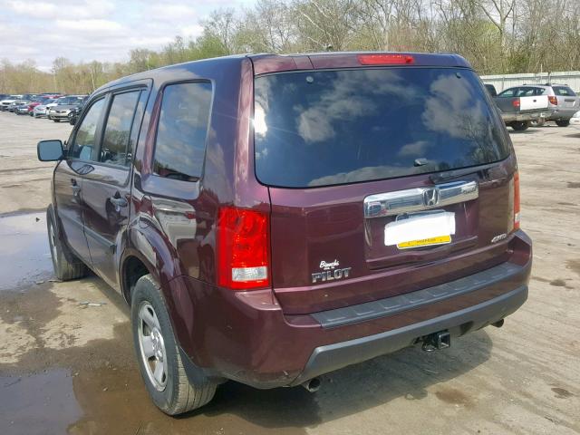 5FNYF4H22BB082008 - 2011 HONDA PILOT LX PURPLE photo 3