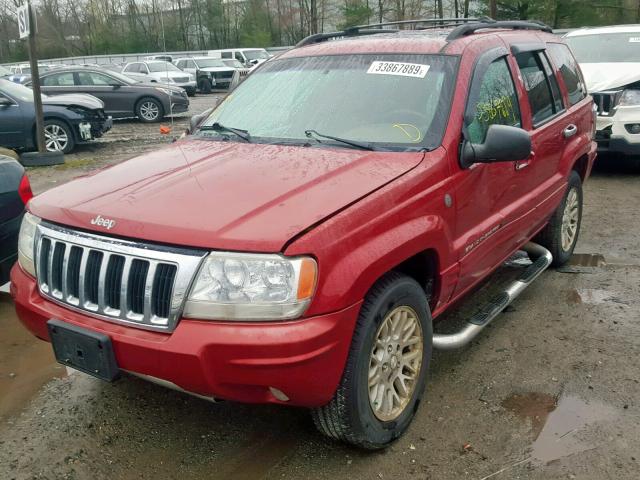 1J4GW58N34C372330 - 2004 JEEP GRAND CHER RED photo 2