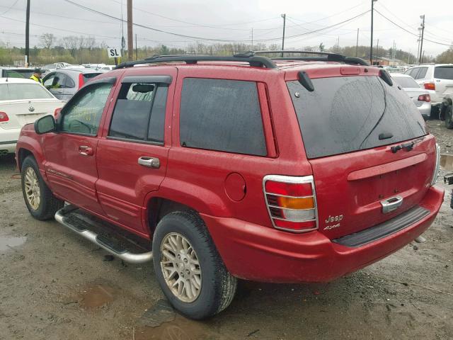 1J4GW58N34C372330 - 2004 JEEP GRAND CHER RED photo 3