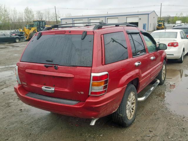 1J4GW58N34C372330 - 2004 JEEP GRAND CHER RED photo 4