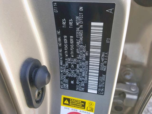 5TDKKRFH4ES037688 - 2014 TOYOTA HIGHLANDER SILVER photo 10