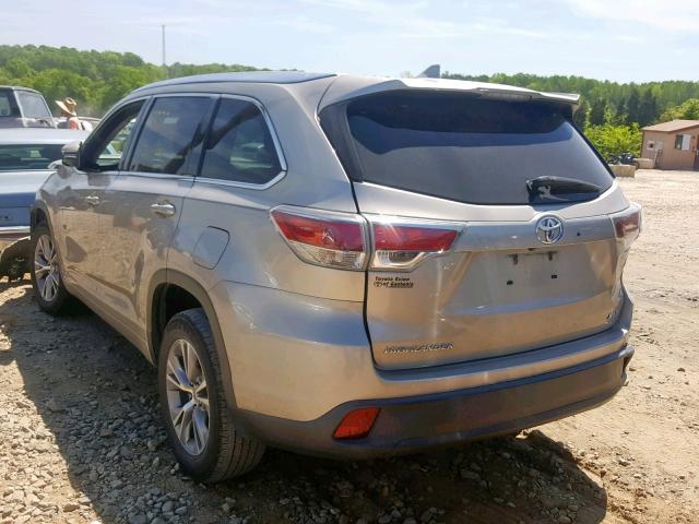 5TDKKRFH4ES037688 - 2014 TOYOTA HIGHLANDER SILVER photo 3