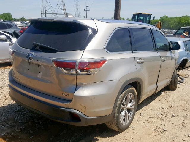 5TDKKRFH4ES037688 - 2014 TOYOTA HIGHLANDER SILVER photo 4