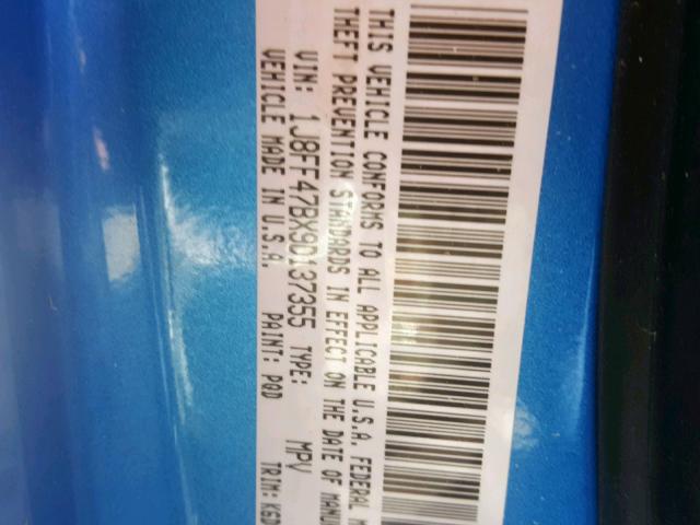 1J8FF47BX9D137355 - 2009 JEEP COMPASS SP 蓝色 照片 10