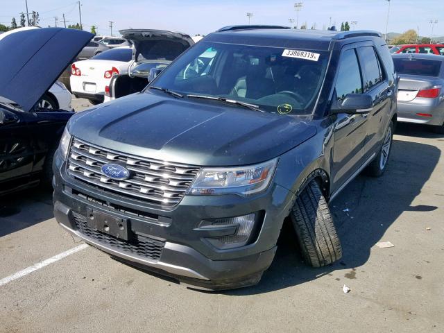 1FM5K7F87GGA26615 - 2016 FORD EXPLORER L GREEN photo 2