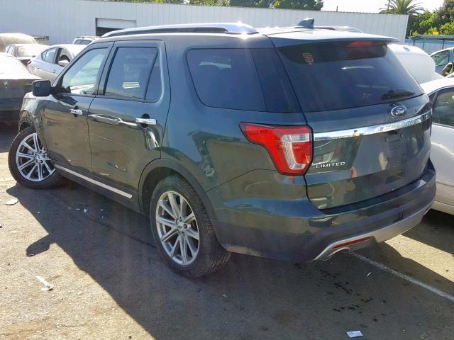 1FM5K7F87GGA26615 - 2016 FORD EXPLORER L GREEN photo 3