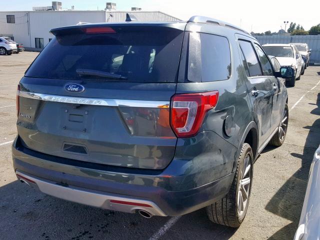 1FM5K7F87GGA26615 - 2016 FORD EXPLORER L GREEN photo 4