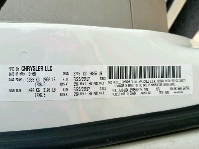 2V8HW34119R501475 - 2009 VOLKSWAGEN ROUTAN SE WHITE photo 10