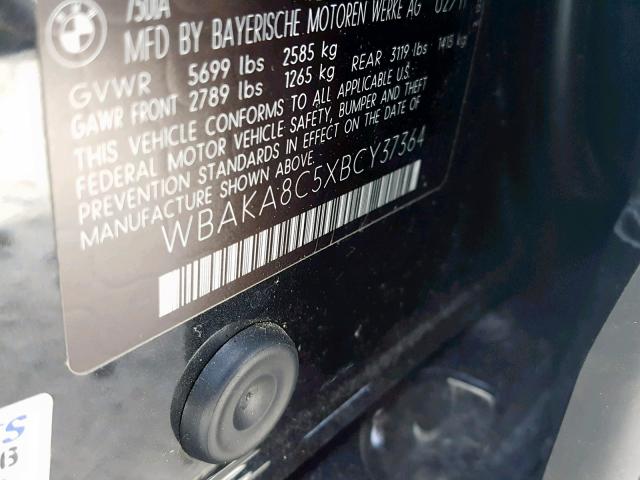 WBAKA8C5XBCY37364 - 2011 BMW ALPINA B7 BLACK photo 10