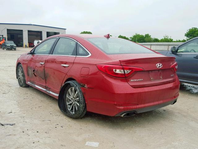 5NPE34AF7HH531055 - 2017 HYUNDAI SONATA SPO RED photo 3