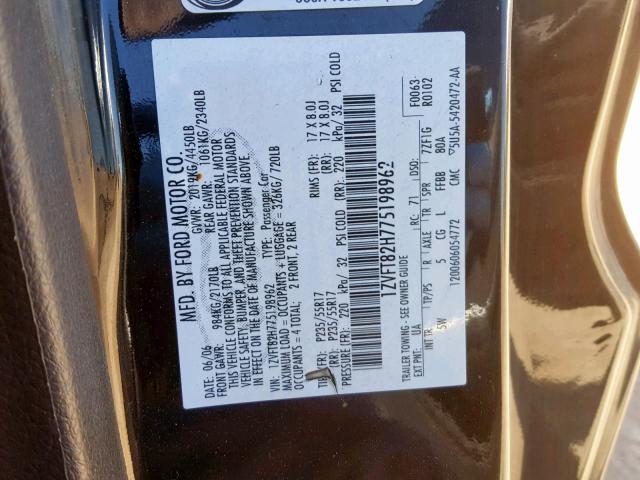 1ZVFT82H775198962 - 2007 FORD MUSTANG GT BLACK photo 10