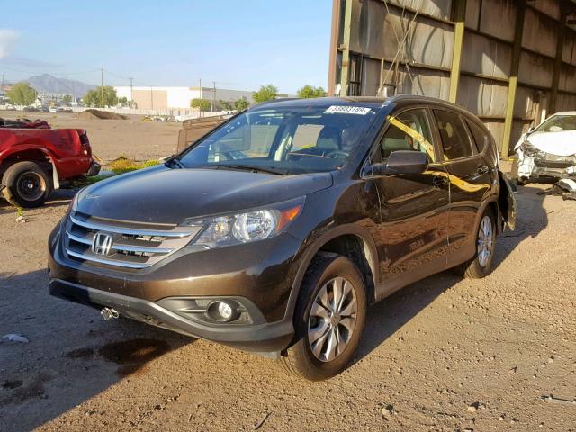 2HKRM4H74EH708864 - 2014 HONDA CR-V EXL BROWN photo 2