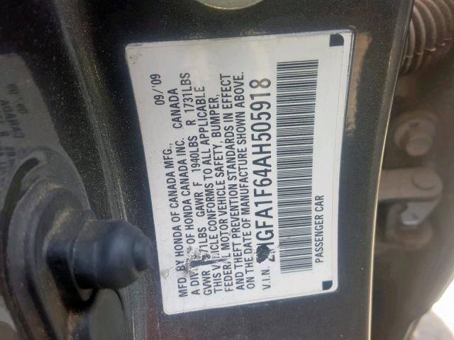 2HGFA1F64AH505918 - 2010 HONDA CIVIC LX-S Boz foto 10