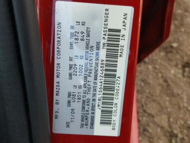 JM1BL1S64A1246889 - 2010 MAZDA 3 S RED photo 10