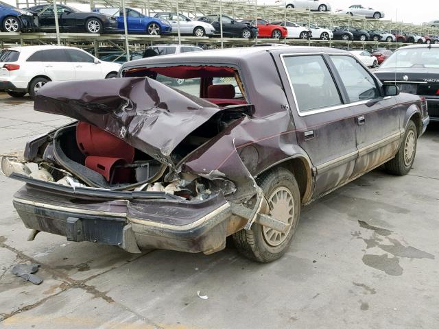 1B3BC5639KD407388 - 1989 DODGE DYNASTY LE BURGUNDY photo 4