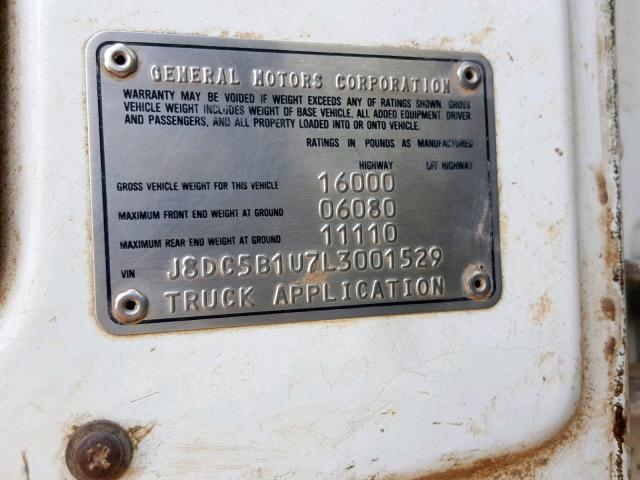 J8DC5B1U7L3001529 - 1990 GMC 5000 W5R04 WHITE photo 10