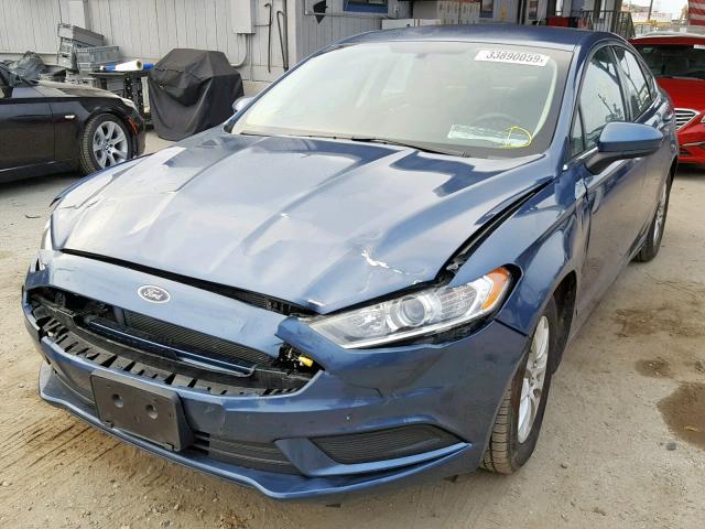 3FA6P0G7XJR110862 - 2018 FORD FUSION S BLUE photo 2