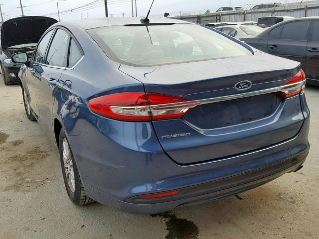 3FA6P0G7XJR110862 - 2018 FORD FUSION S BLUE photo 3