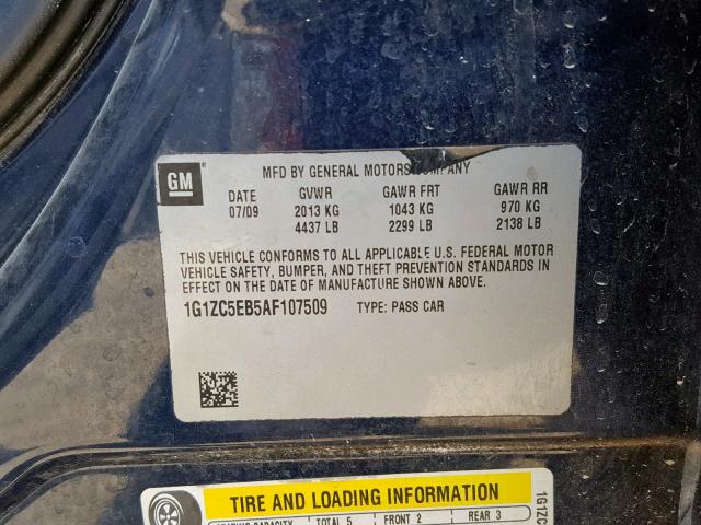 1G1ZC5EB5AF107509 - 2010 CHEVROLET MALIBU 1LT 蓝色 照片 10