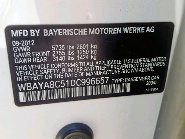 WBAYA8C51DC996657 - 2013 BMW ALPINA B7 WHITE photo 10