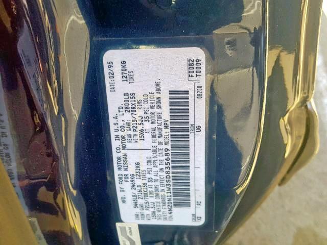 4N2DN11W3SD835689 - 1995 NISSAN QUEST XE BLUE photo 10