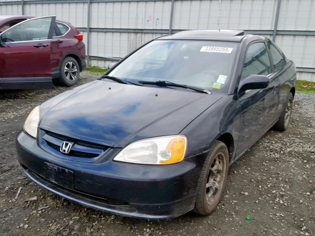 1HGEM21972L013673 - 2002 HONDA CIVIC EX BLACK photo 2