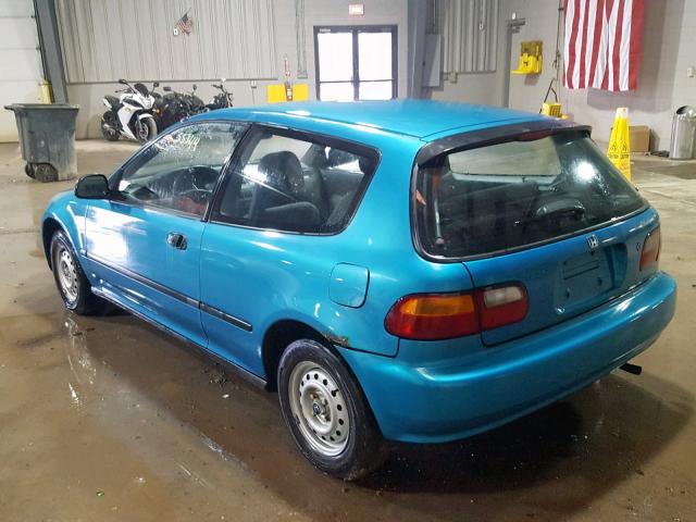 2HGEH2454NH510453 - 1992 HONDA CIVIC DX BLUE photo 3