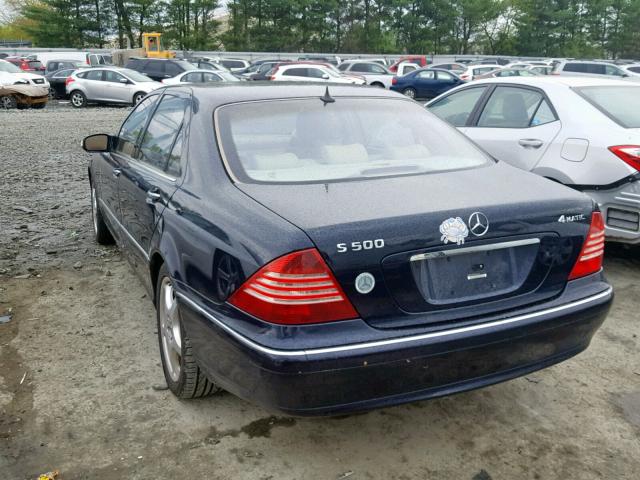 WDBNG84J85A459361 - 2005 MERCEDES-BENZ S 500 4MAT BLUE photo 3