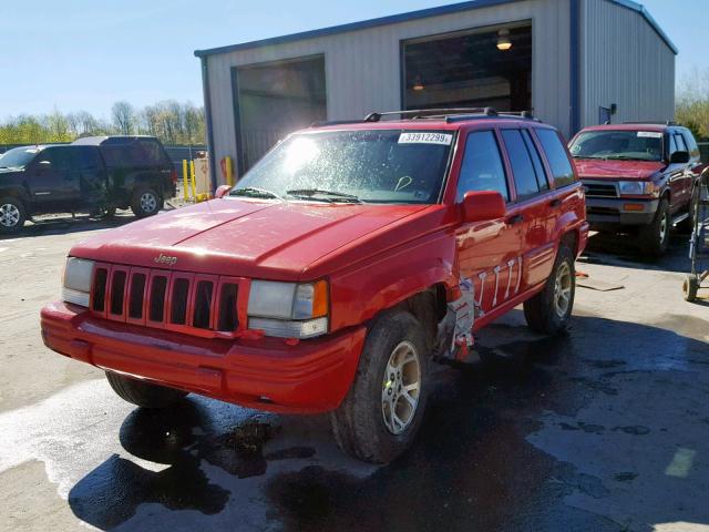 1J4GZ78Y6TC355100 - 1996 JEEP GRAND CHER RED photo 2