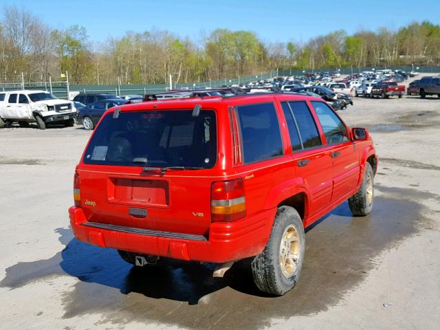 1J4GZ78Y6TC355100 - 1996 JEEP GRAND CHER RED photo 4