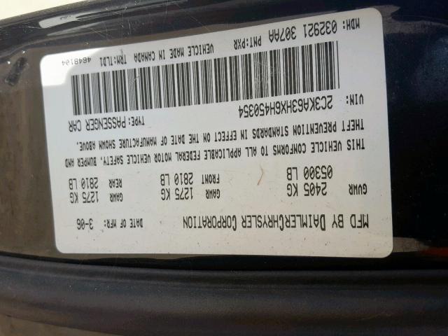 2C3KA63HX6H450354 - 2006 CHRYSLER 300C BLACK photo 10