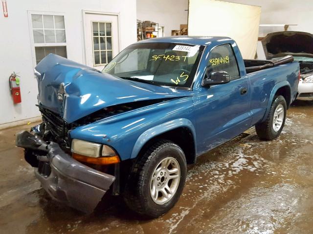 1D7FL16X33S154017 - 2003 DODGE DAKOTA SXT BLUE photo 2