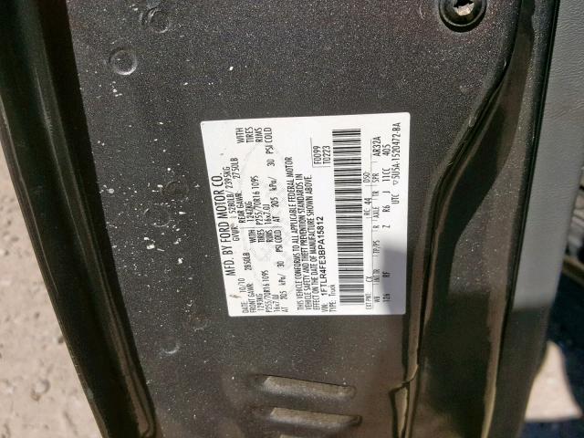 1FTLR4FE3BPA15812 - 2011 FORD RANGER SUP GRAY photo 10